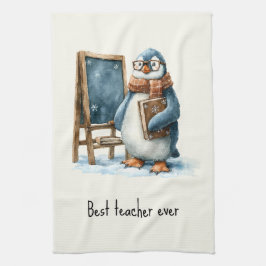 Beste Leraar Ooit Winter Pinguïn Ontwerp Theedoek