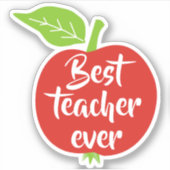 Beste leraar ooit witte tekst rode appel sticker (Voorkant)
