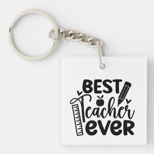 Beste Leraar Ooit Wordart Sleutelhanger (voorkant)