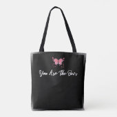 Beste leraar ooit zwart-wit met roze hart tote bag (Achterkant)
