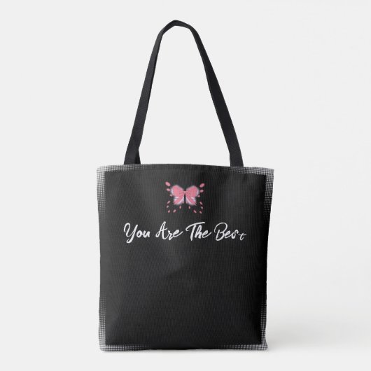 Beste leraar ooit zwart-wit met roze hart tote bag (Achterkant)