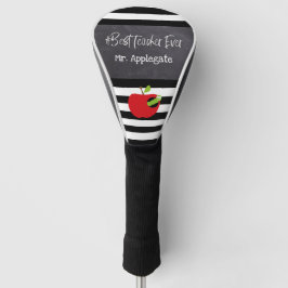 Beste leraar op het bord Apple en Worm Striped Golfheadcover
