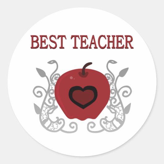 Beste leraar Red Apple Ronde Sticker (Voorkant)