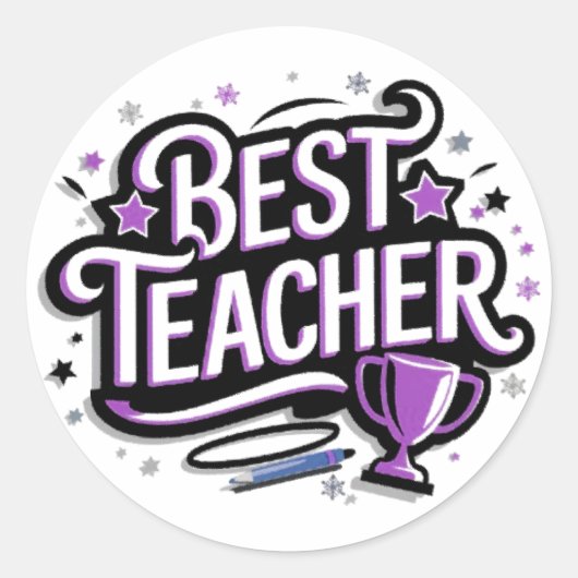 Beste leraar ronde sticker (Voorkant)