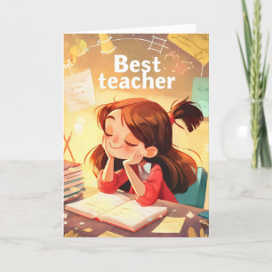 Beste leraar Student Girl Feestdagen Kaart