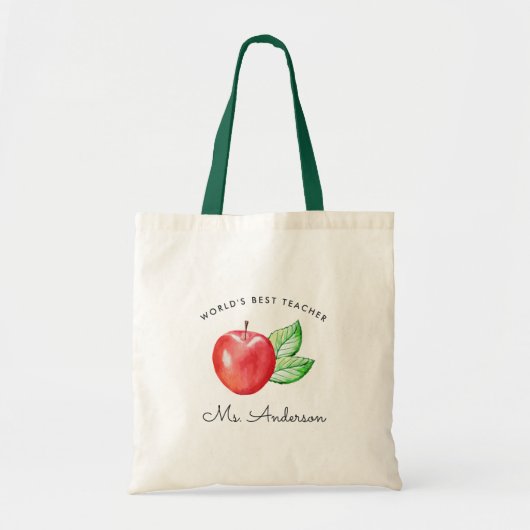 Beste leraar ter wereld | Aangepaste appel Tote Bag (Voorkant)