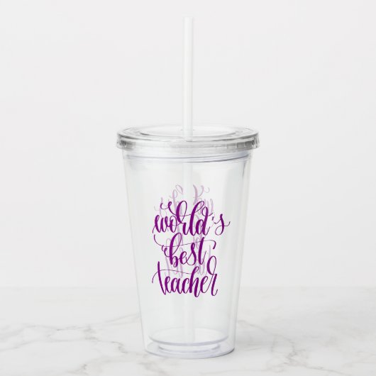 Beste leraar ter wereld acryl drinkbeker (Voorkant)