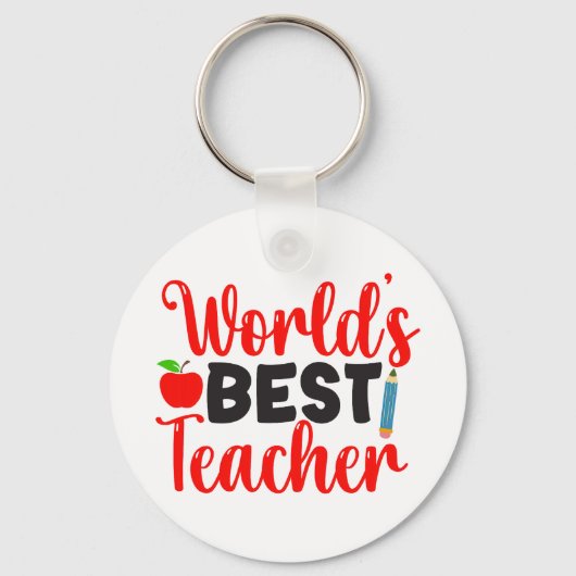 Beste Leraar Ter Wereld Appel School Cadeau Sleutelhanger (Voorkant)