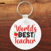 Beste Leraar Ter Wereld Appel School Cadeau Sleutelhanger (Achterkant)
