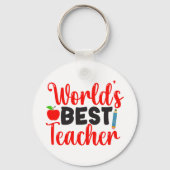 Beste Leraar Ter Wereld Appel School Cadeau Sleutelhanger (Achterkant)