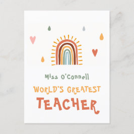 Beste Leraar Ter Wereld Cadeau Boho Regenboog Briefkaart