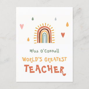Beste Leraar Ter Wereld Cadeau Boho Regenboog Briefkaart