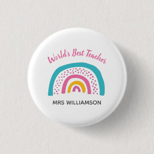 Beste Leraar Ter Wereld Helder Regenboog Ronde Button 3,2 Cm