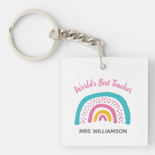 Beste Leraar Ter Wereld Helder Regenboog Sleutelhanger
