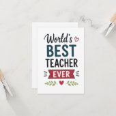 Beste Leraar Ter Wereld Ooit Kaart (Voorkant / Achterkant in situ)