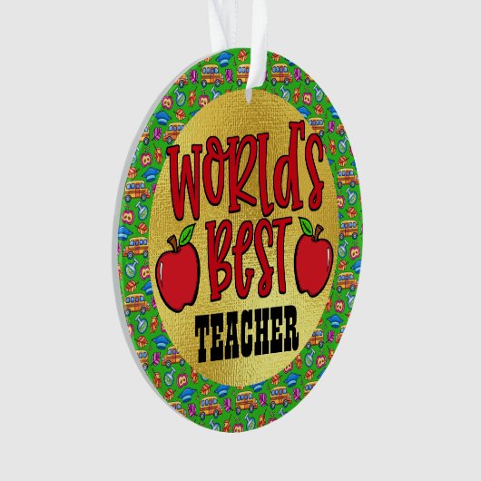 Beste leraar ter wereld ornament (voorkant)