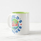 Beste leraar ter wereld tweekleurige koffiemok (Voorkant links)