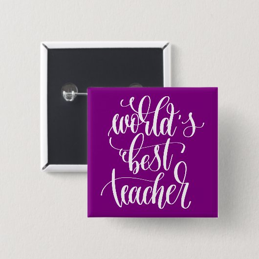 Beste leraar ter wereld vierkante button 5,1 cm (Voorkant /achterkant)