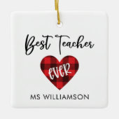 Beste Leraar Trendy Gepersonaliseerde Leraar Kerst Keramisch Ornament (Voorkant)