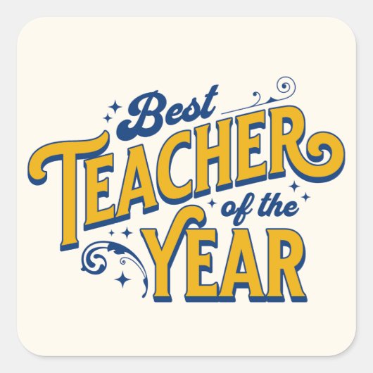 Beste leraar van het jaar vierkante sticker (Voorkant)
