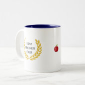 Beste leraar, ver en gouden Laurel Wreath Tweekleurige Koffiemok (Voorkant links)