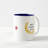 Beste leraar, ver en gouden Laurel Wreath Tweekleurige Koffiemok (Voorkant rechts)