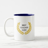 Beste leraar, ver en gouden Laurel Wreath Tweekleurige Koffiemok (Links)