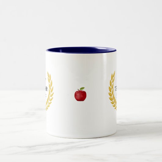 Beste leraar, ver en gouden Laurel Wreath Tweekleurige Koffiemok (Center)