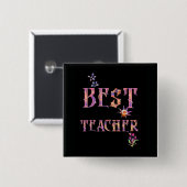 Beste leraar vierkante button 5,1 cm (Voorkant /achterkant)
