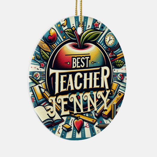 Beste leraar Voeg naam cadeau toe Keramisch Ornament (Rechts)