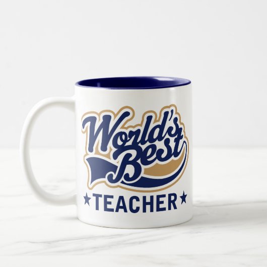 Beste leraar wereldwijd tweekleurige koffiemok (Links)