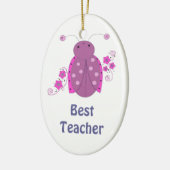 Beste leraar Whimsical Pink Ladybug Keramisch Ornament (Links)