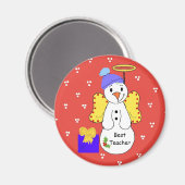 Beste Leraar Whimsical Sneeuwman Magneet (Voorkant / Achterkant)