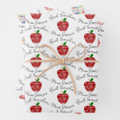 Beste leraar Word Art Rode Appel Groot Hart Inpakpapier Vel (In situ)