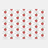 Beste leraar Word Art Rode Appel Groot Hart Inpakpapier Vel (Voorkant)