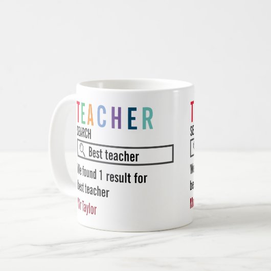 Beste leraar Zoekresultaat gepersonaliseerd Koffiemok (Voorkant links)