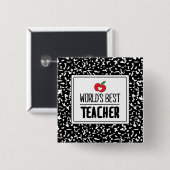 Beste lerarendag van de wereld vierkante button 5,1 cm (Voorkant /achterkant)