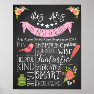 Beste lerarenwaardering floraalvogelgift poster