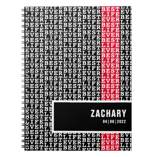 Beste leven altijd zwart met witte streep notitieboek (Voorkant)