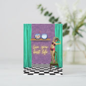Beste Leven Funky Vintage Kitsch Briefkaart (Staand voorkant)