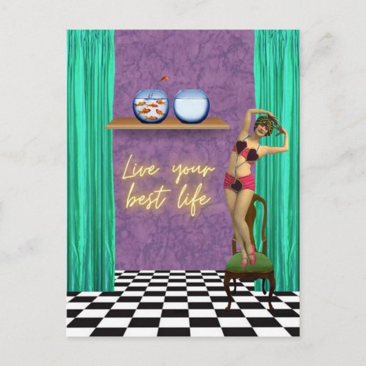 Beste Leven Funky Vintage Kitsch Briefkaart (Voorkant)