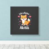 Beste leven met Akita tanktop Canvas Afdruk (Insitu (Houten vloer))