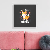 Beste leven met Akita tanktop Canvas Afdruk (Insitu (Woonkamer))