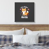 Beste leven met Akita tanktop Canvas Afdruk (Insitu (Slaapkamer))