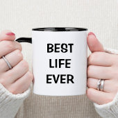 Beste leven ooit doop zwart en wit mok