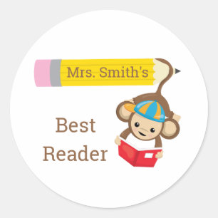 Beste Lezer Monkey Leesboek Ronde Sticker