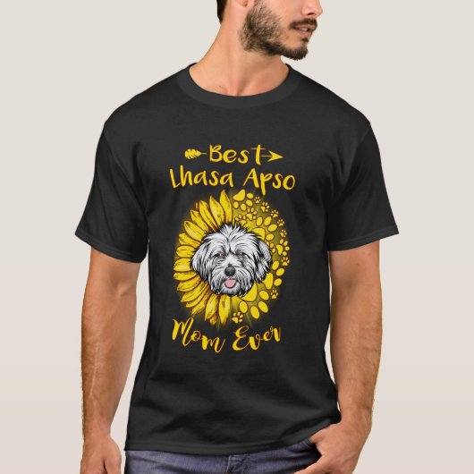 Beste Lhasa Apso-hond Moeder Ooit Zonnebloem Grapp T-shirt (Voorkant)