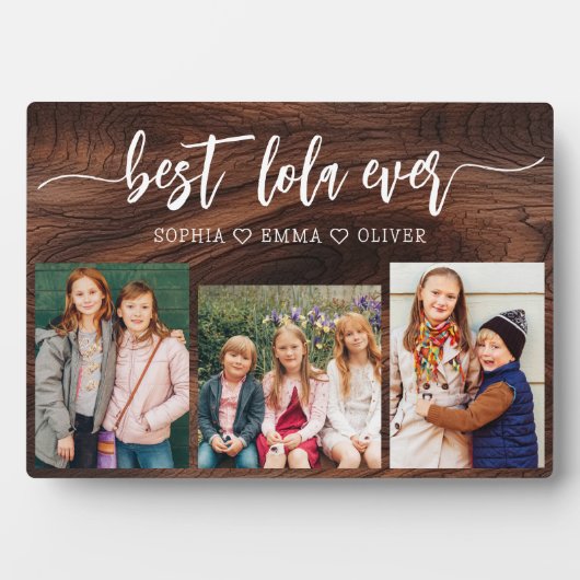 Beste Lola Ooit Hout Kleinkinderen Fotocollage Fotoplaat (voorkant)