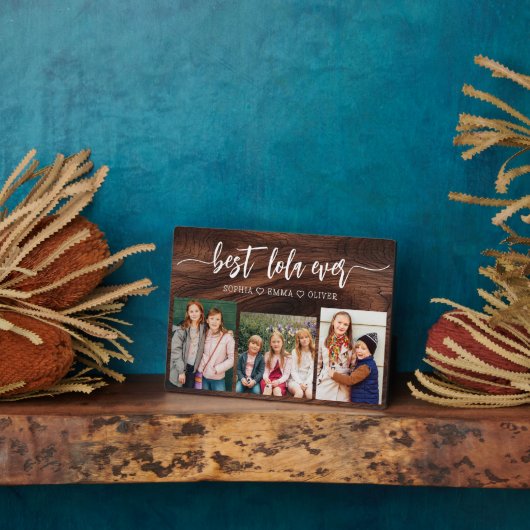 Beste Lola Ooit Hout Kleinkinderen Fotocollage Fotoplaat (Zijkant)