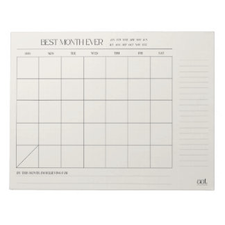 Beste maandplanner 11 inch x 8,5 inch Notitieblok 